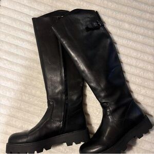Black leather boots